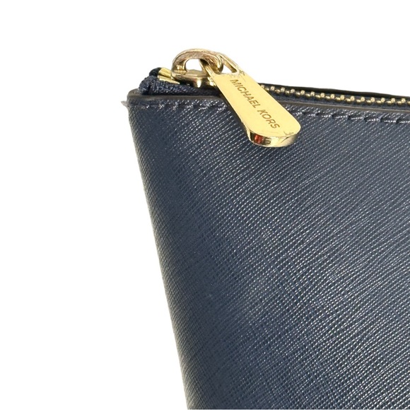 Michael Kors Ciara Navy Blue Saffanio Leather Two Strap Zippered Shoulder Tote - Picture 5 of 12